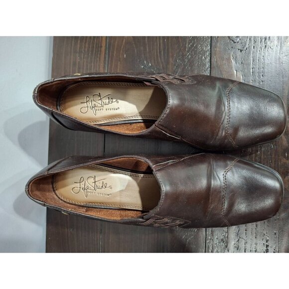 Lifestride Earthly Brown Faux Leather Mid-Heel Wedge Shoe/Pre-owned,Sz.9.5M - Picture 6 of 9